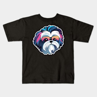 Shih Tzu Dog Illustration Kids T-Shirt